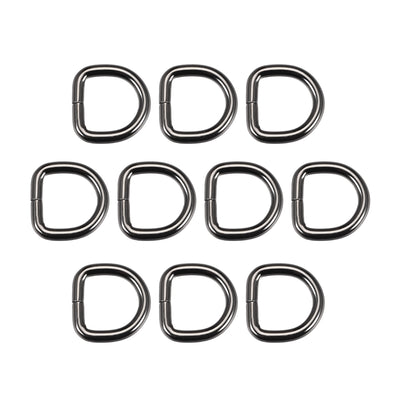Harfington Uxcell 10 Pcs D Ring Buckle 0.8 Inch Metal Semi-Circular D-Rings Black for Hardware Bags Belts Craft DIY Accessories