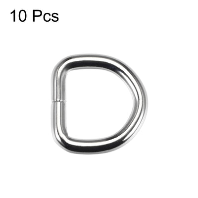 Harfington Uxcell 10 Pcs D Ring Buckle 0.8 Inch Metal Semi-Circular D-Rings Silver Tone for Hardware Bags Belts Craft DIY Accessories