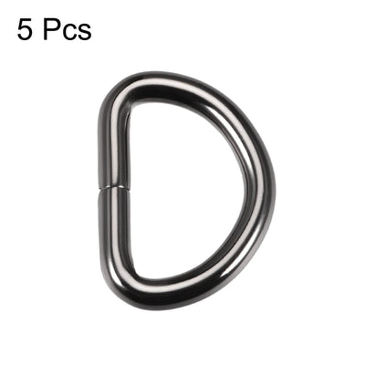 Harfington Uxcell 5 Pcs D Ring Buckle 1 Inch Metal Semi-Circular D-Rings Black for Hardware Bags Belts Craft DIY Accessories