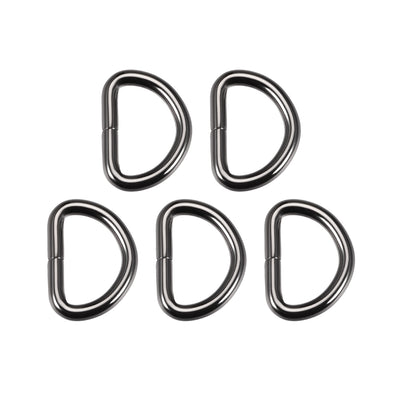 Harfington Uxcell 5 Pcs D Ring Buckle 1 Inch Metal Semi-Circular D-Rings Black for Hardware Bags Belts Craft DIY Accessories
