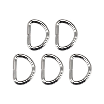 Harfington Uxcell 5 Pcs D Ring Buckle 1 Inch Metal Semi-Circular D-Rings Silver Tone for Hardware Bags Belts Craft DIY Accessories