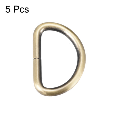 Harfington Uxcell 5 Pcs D Ring Buckle 1.26 Inch Metal Semi-Circular D-Rings Bronze Tone for Hardware Bags Belts Craft DIY Accessories
