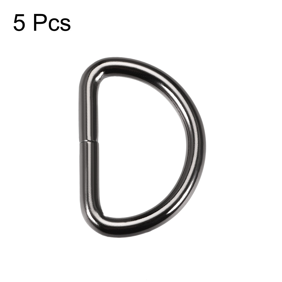 uxcell Uxcell 5 Pcs D Ring Buckle 1.26 Inch Metal Semi-Circular D-Rings Black for Hardware Bags Belts Craft DIY Accessories