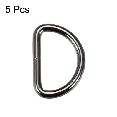 Harfington Uxcell 5 Pcs D Ring Buckle 1.26 Inch Metal Semi-Circular D-Rings Black for Hardware Bags Belts Craft DIY Accessories