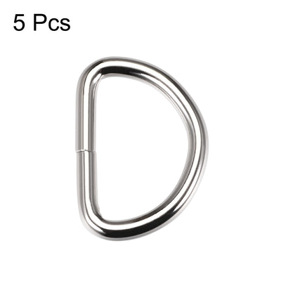 Harfington Uxcell 5 Pcs D Ring Buckle 1.26 Inch Metal Semi-Circular D-Rings Silver Tone for Hardware Bags Belts Craft DIY Accessories