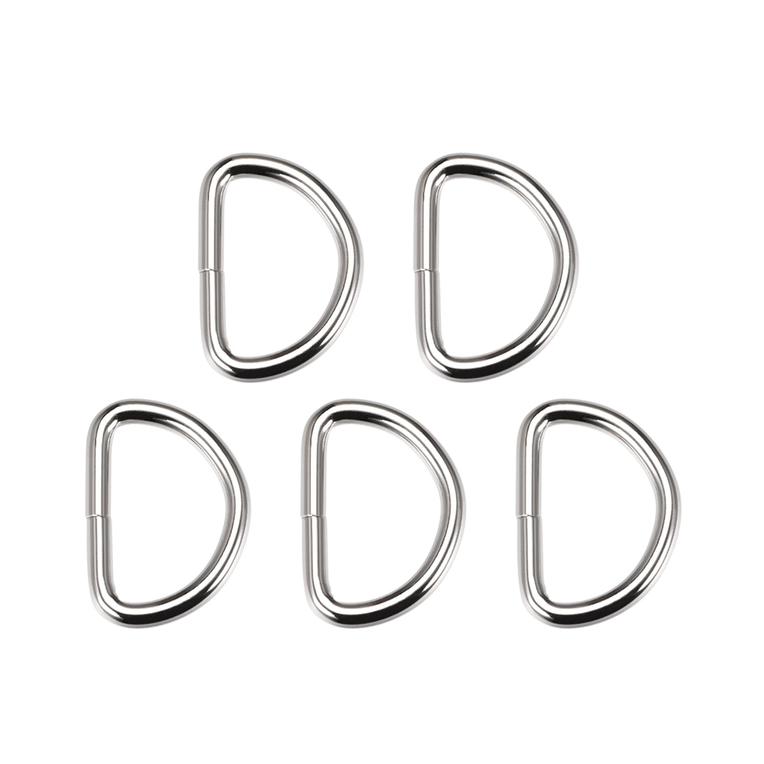 uxcell Uxcell 5 Pcs D Ring Buckle 1.26 Inch Metal Semi-Circular D-Rings Silver Tone for Hardware Bags Belts Craft DIY Accessories