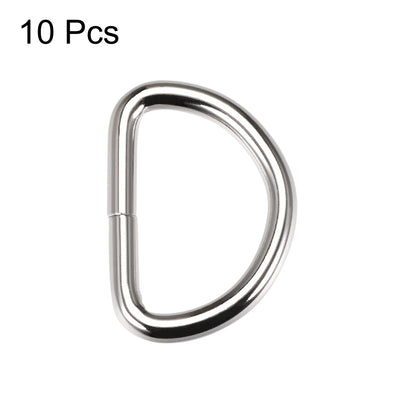 Harfington Uxcell 10 Pcs D Ring Buckle 1.26 Inch Metal Semi-Circular D-Rings Silver Tone for Hardware Bags Belts Craft DIY Accessories
