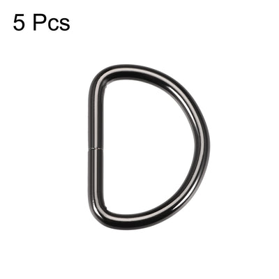 Harfington Uxcell 5 Pcs D Ring Buckle 1.6 Inch Metal Semi-Circular D-Rings Black for Hardware Bags Belts Craft DIY Accessories