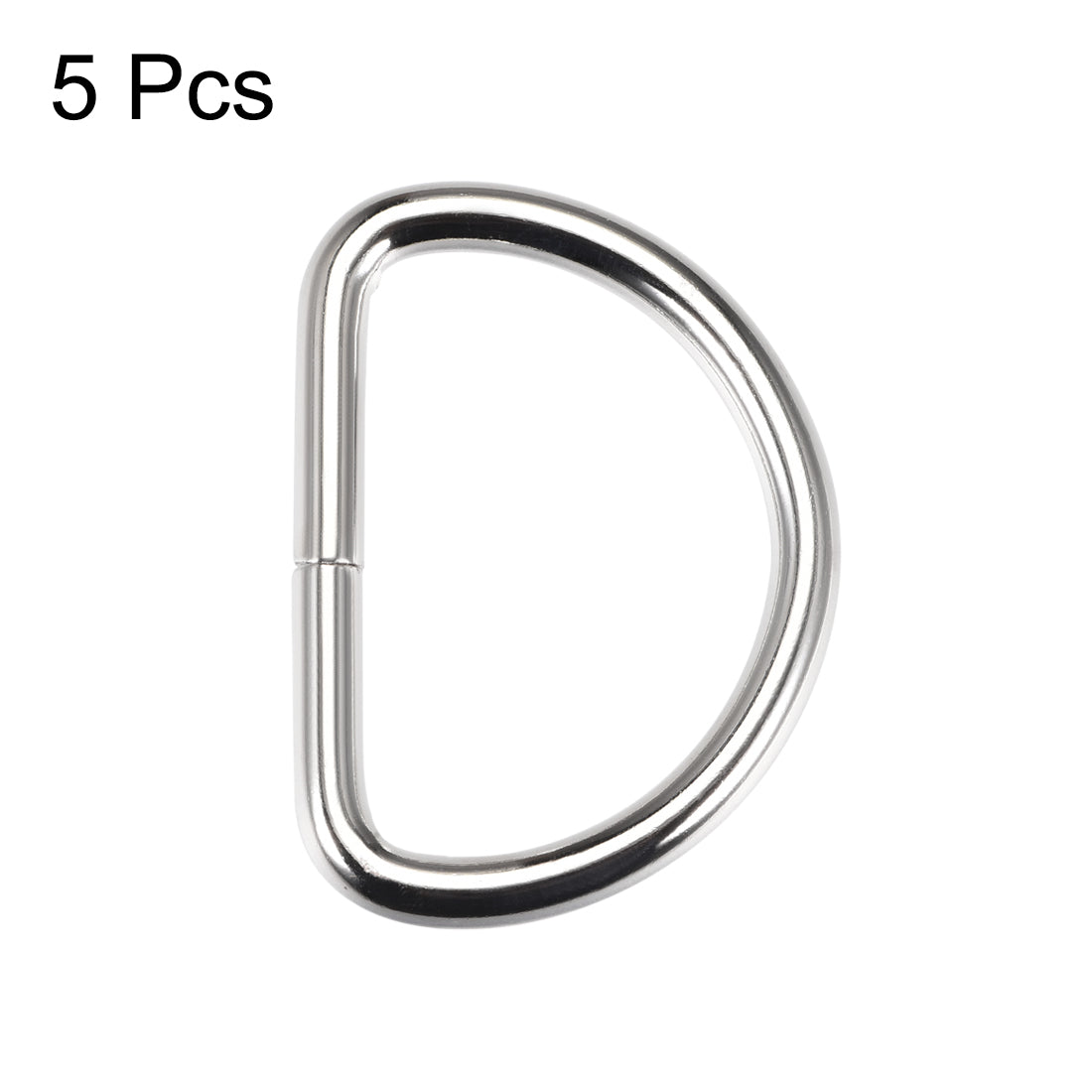 uxcell Uxcell 5 Pcs D Ring Buckle 1.6 Inch Metal Semi-Circular D-Rings Silver Tone for Hardware Bags Belts Craft DIY Accessories