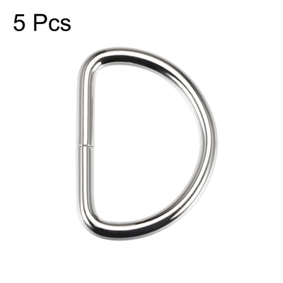 Harfington Uxcell 5 Pcs D Ring Buckle 1.6 Inch Metal Semi-Circular D-Rings Silver Tone for Hardware Bags Belts Craft DIY Accessories