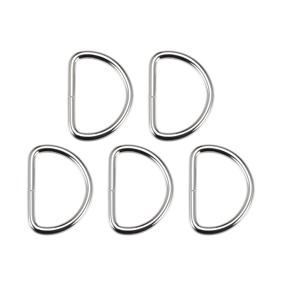 uxcell Uxcell 5 Pcs D Ring Buckle 1.6 Inch Metal Semi-Circular D-Rings Silver Tone for Hardware Bags Belts Craft DIY Accessories