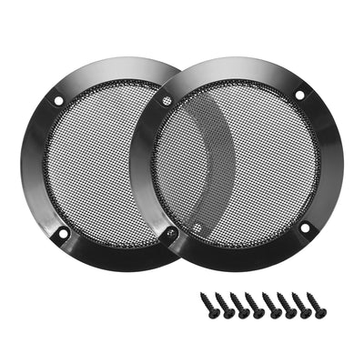Harfington Uxcell 2pcs 3" Speaker Grill Mesh Decorative Circle Woofer Guard Protector Cover Audio Accessories Black