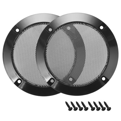 uxcell Uxcell 2pcs 5" Speaker Grill Mesh Decorative Circle Woofer Guard Protector Cover Audio Accessories Black