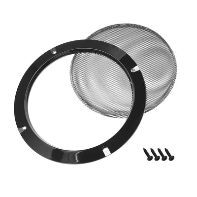 Harfington Uxcell 2pcs 6.5" Grill Mesh Decorative Circle Woofer Guard Protector Cover Black