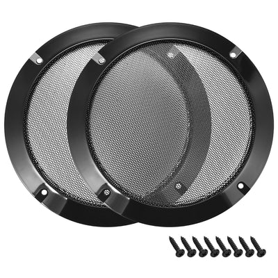 uxcell Uxcell 2pcs 8" Speaker Grill Mesh Decorative Circle Woofer Guard Protector Cover Audio Accessories Black