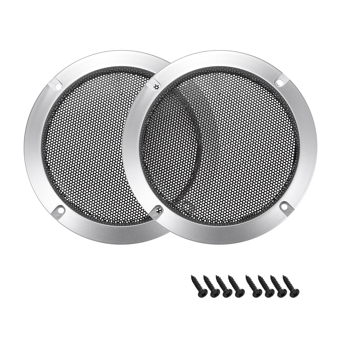 uxcell Uxcell 2pcs 3" Grill Mesh Decorative Circle Woofer Guard Protector Cover Silver