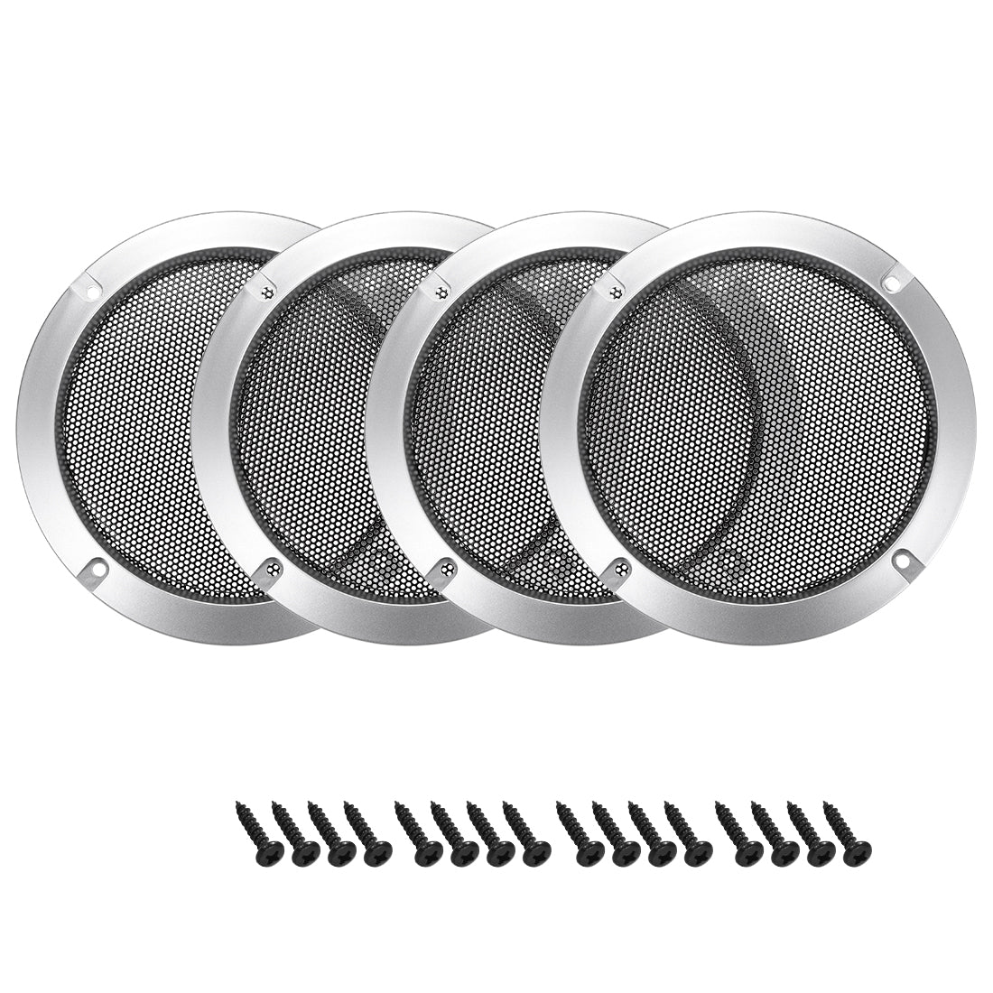 uxcell Uxcell 4pcs 3" Speaker Grill Mesh Decorative Circle Woofer Guard Protector Cover Audio Accessories Silver