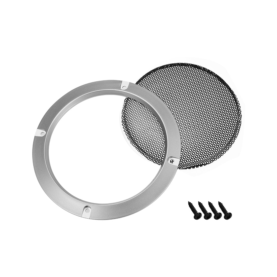 uxcell Uxcell 2pcs 4" Speaker Grill Mesh Decorative Circle Woofer Guard Protector Cover Audio Accessories Silver