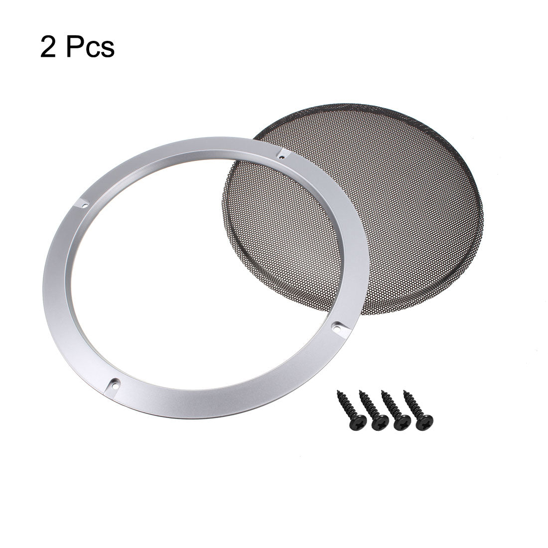 uxcell Uxcell 2pcs 8" Grill Mesh Decorative Circle Woofer Guard Protector Cover Silver