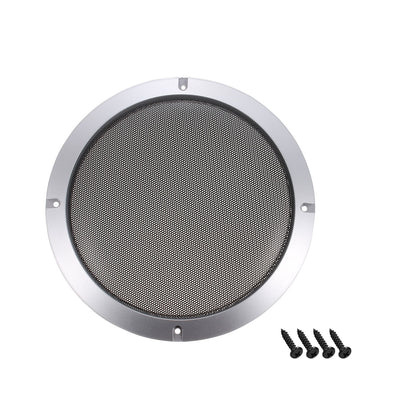 Harfington Uxcell 2pcs 8" Grill Mesh Decorative Circle Woofer Guard Protector Cover Silver
