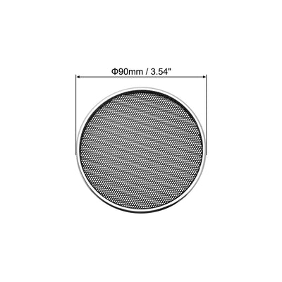 Harfington Uxcell 2pcs 3.5" Speaker Grill Mesh Decorative Circle Woofer Guard Protector Cover Audio Parts Silver