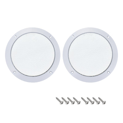 Harfington Uxcell 2pcs 4" Speaker Grill Mesh Decorative Circle Woofer Guard Protector Cover Audio Accessories White