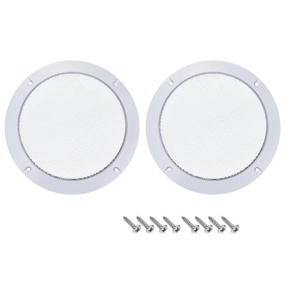 Harfington Uxcell 2pcs 5" Diagonal Distance Grill Mesh Circle Woofer Guard Protector White