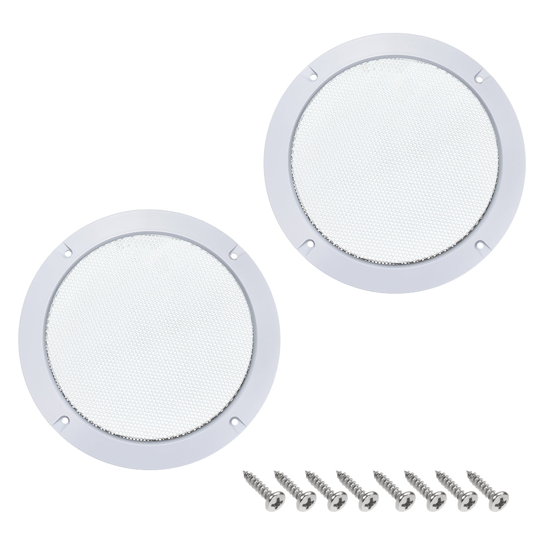 uxcell Uxcell 2pcs 8" Speaker Grill Mesh Decorative Circle Woofer Guard Protector Cover Audio Accessories White