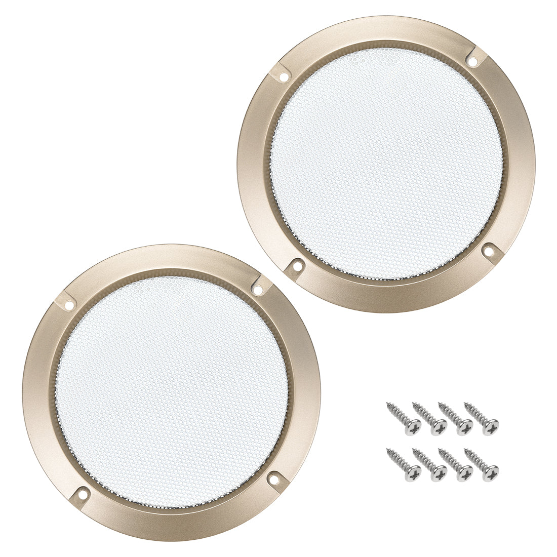uxcell Uxcell 2pcs 5" Speaker Grill Mesh Decorative Circle Woofer Guard Protector Cover Audio Accessories Golden