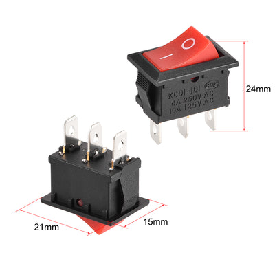 Harfington Uxcell Mini Boat Rocker Switch Red Toggle Switch for Boat Car Marine 3pins ON/ON  AC 250V/6A 125V/10A 2pcs