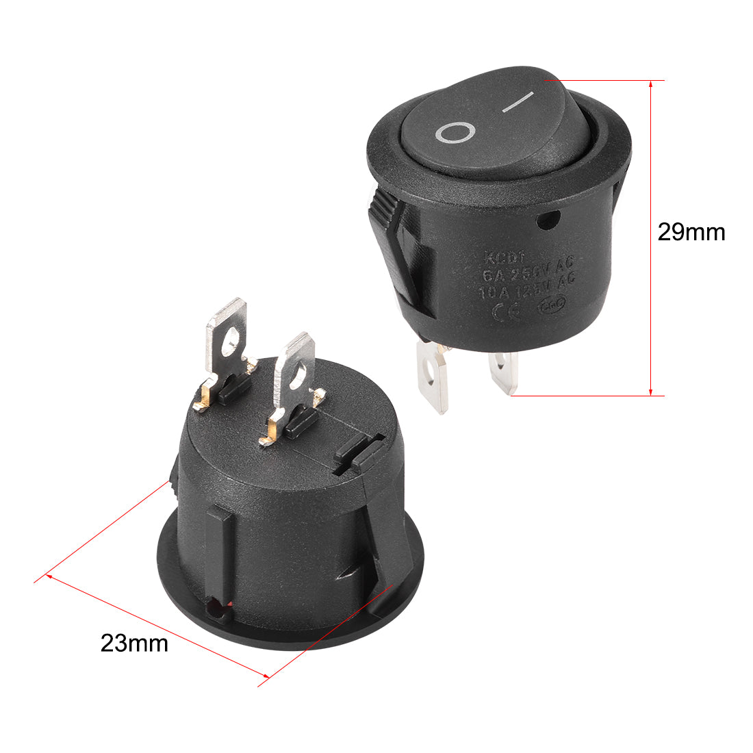 uxcell Uxcell Boat Rocker Switch Round Toggle Switch for Boat Car Marine 2pins ON/OFF AC250V/6A 125V/10A 5pcs