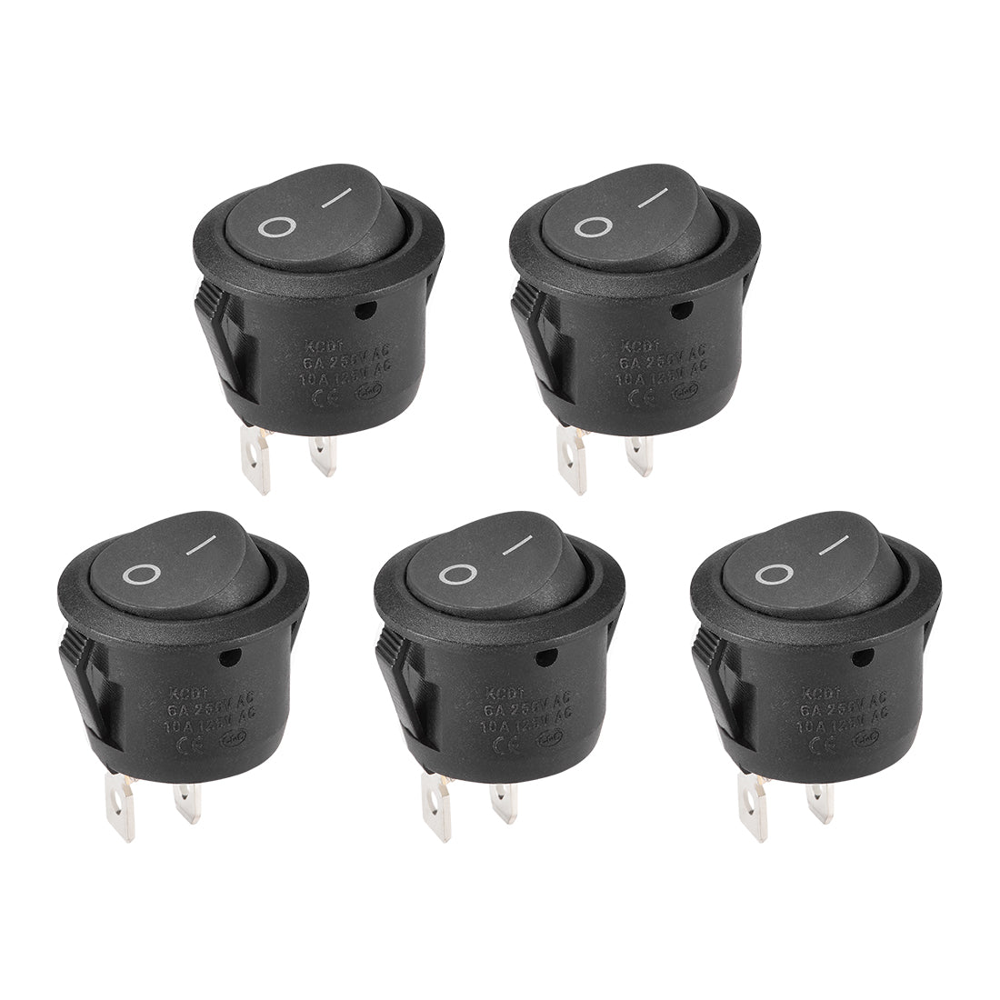 uxcell Uxcell Boat Rocker Switch Round Toggle Switch for Boat Car Marine 2pins ON/OFF AC250V/6A 125V/10A 5pcs
