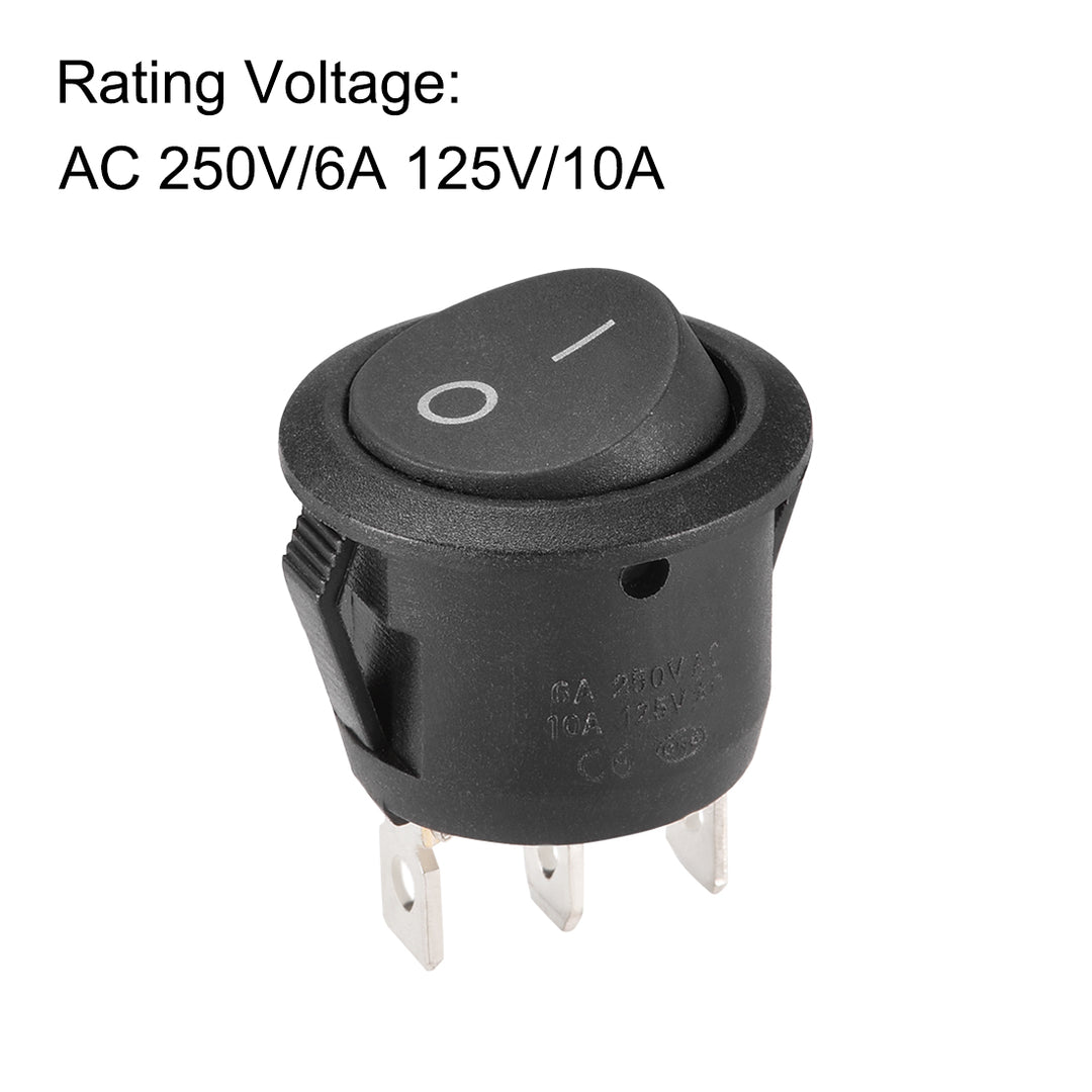 5 Pack 12V Round Rocker Switches – SPST 2 Pin, ON/OFF, 10A/125V, 6A/250V (KCD1-5-101)