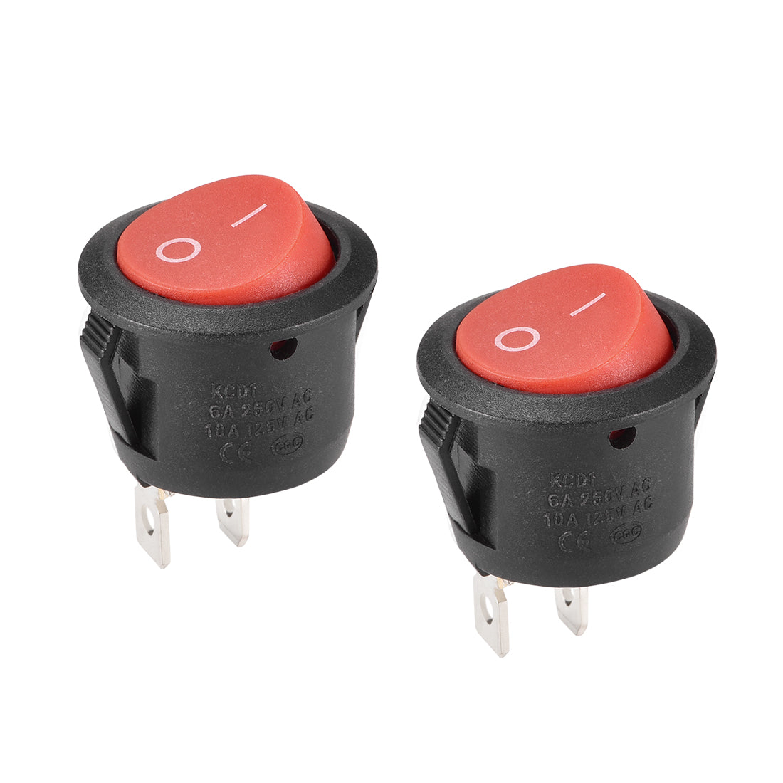 SPST Boat Rocker Switches (5-Pack) - ON/OFF, Red, 2-Pin, AC 250V/6A