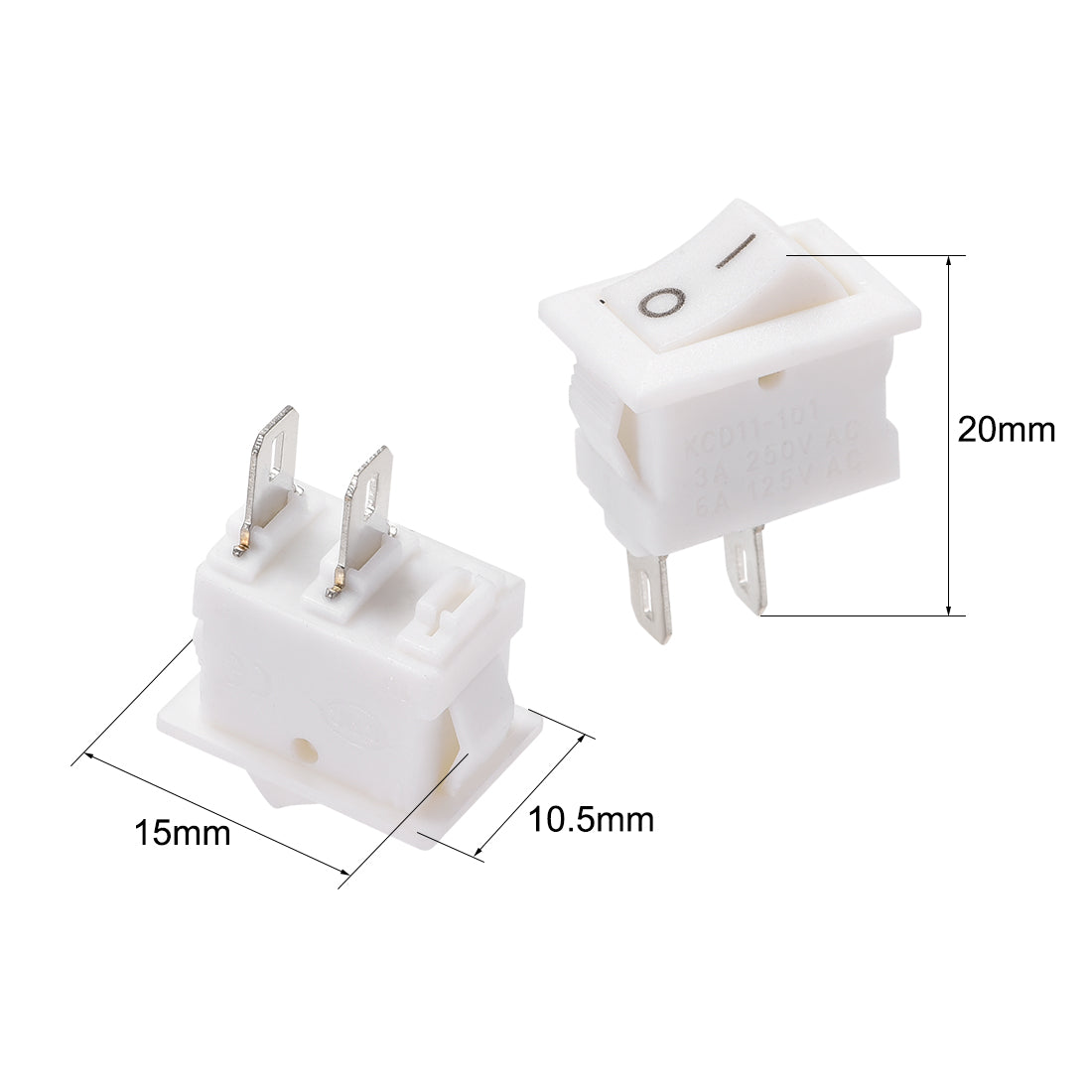 uxcell Uxcell Mini Boat Rocker Switch White Toggle Switch for Boat Car Marine ON/OFF AC 250V/3A 125V/6A 15pcs