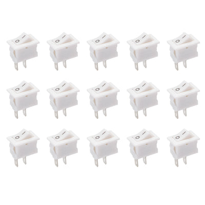 Harfington Uxcell Mini Boat Rocker Switch White Toggle Switch for Boat Car Marine ON/OFF AC 250V/3A 125V/6A 15pcs