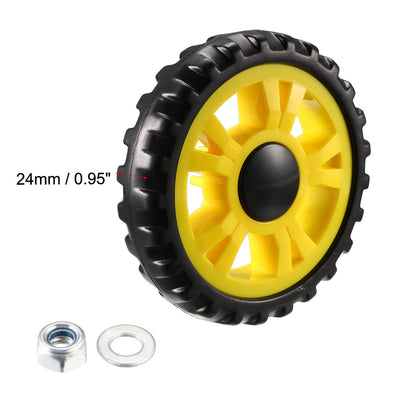 Harfington Uxcell Plastic Swivel Pulley Wheel 109mm / 4.23inch Dia Wheel 6mm Mounting Hole Dia Yellow