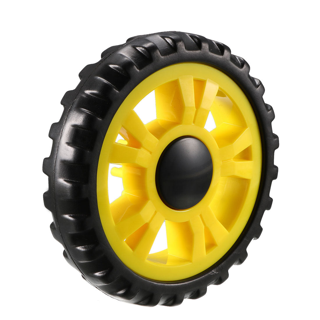 uxcell Uxcell Plastic Swivel Pulley Wheel 109mm / 4.23inch Dia Wheel 6mm Mounting Hole Dia Yellow