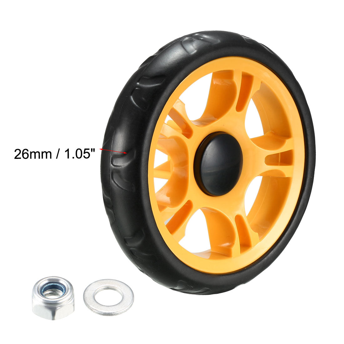 uxcell Uxcell Plastic Swivel Pulley Wheel 120mm / 4.72inch Dia Wheel 6mm Mounting Hole Dia Orange