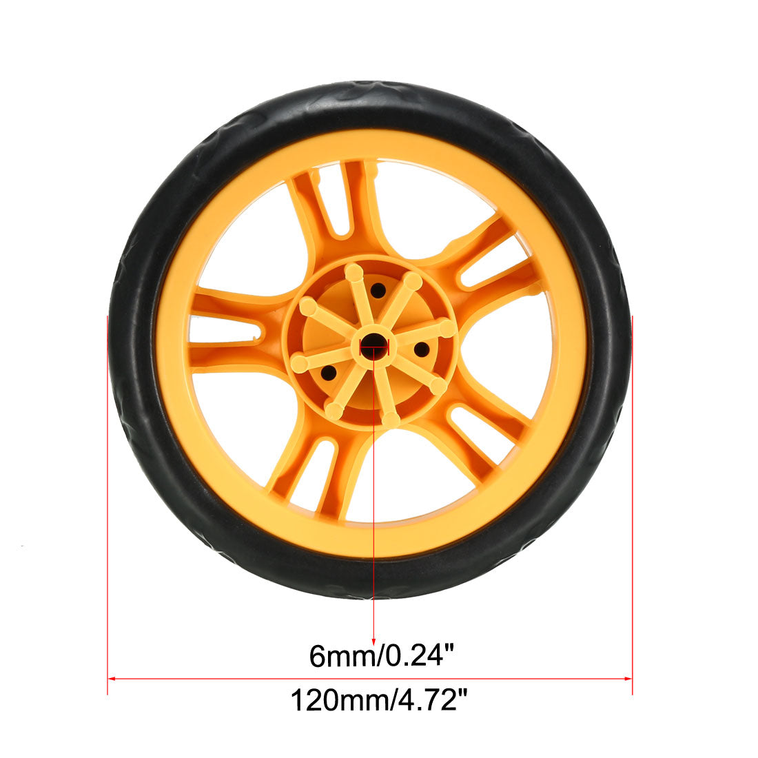 uxcell Uxcell Plastic Swivel Pulley Wheel 120mm / 4.72inch Dia Wheel 6mm Mounting Hole Dia Orange , 4pcs