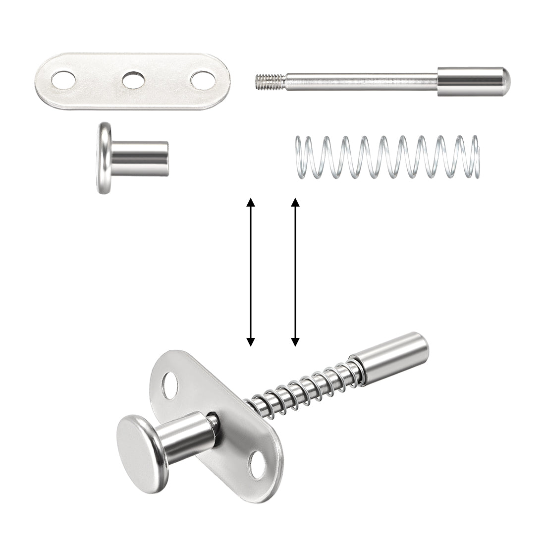 uxcell Uxcell Plunger Latches Spring-loaded Stainless Steel 7mm Dia Head 6mm Dia Spring 70mm Total Length , 4pcs