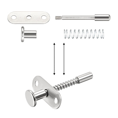Harfington Uxcell Plunger Latches Spring-loaded Stainless Steel 7mm Dia Head 6mm Dia Spring 70mm Total Length , 4pcs