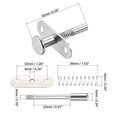 Harfington Uxcell Plunger Latches Spring-loaded Stainless Steel 6mm Dia Head 6mm Dia Spring 50mm Total Length , 2pcs