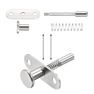 Harfington Uxcell Plunger Latches Spring-loaded Stainless Steel 6mm Dia Head 6mm Dia Spring 50mm Total Length , 4pcs