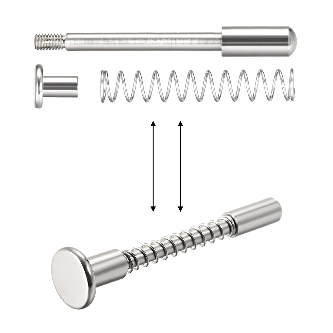 uxcell Uxcell Plunger Latches Spring Loaded Stainless Steel 7mm Dia Head 6mm Dia Spring 70mm Total Length , 2pcs