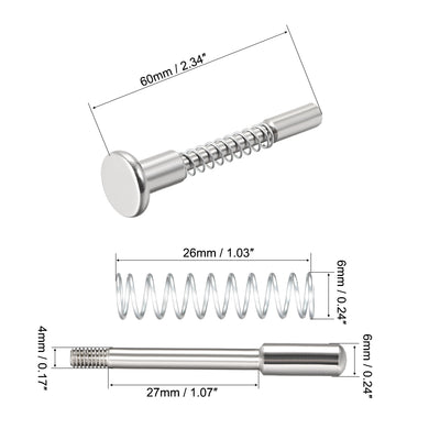 Harfington Plunger Latches Spring Loaded Stainless Steel Head Dia Spring Total Length