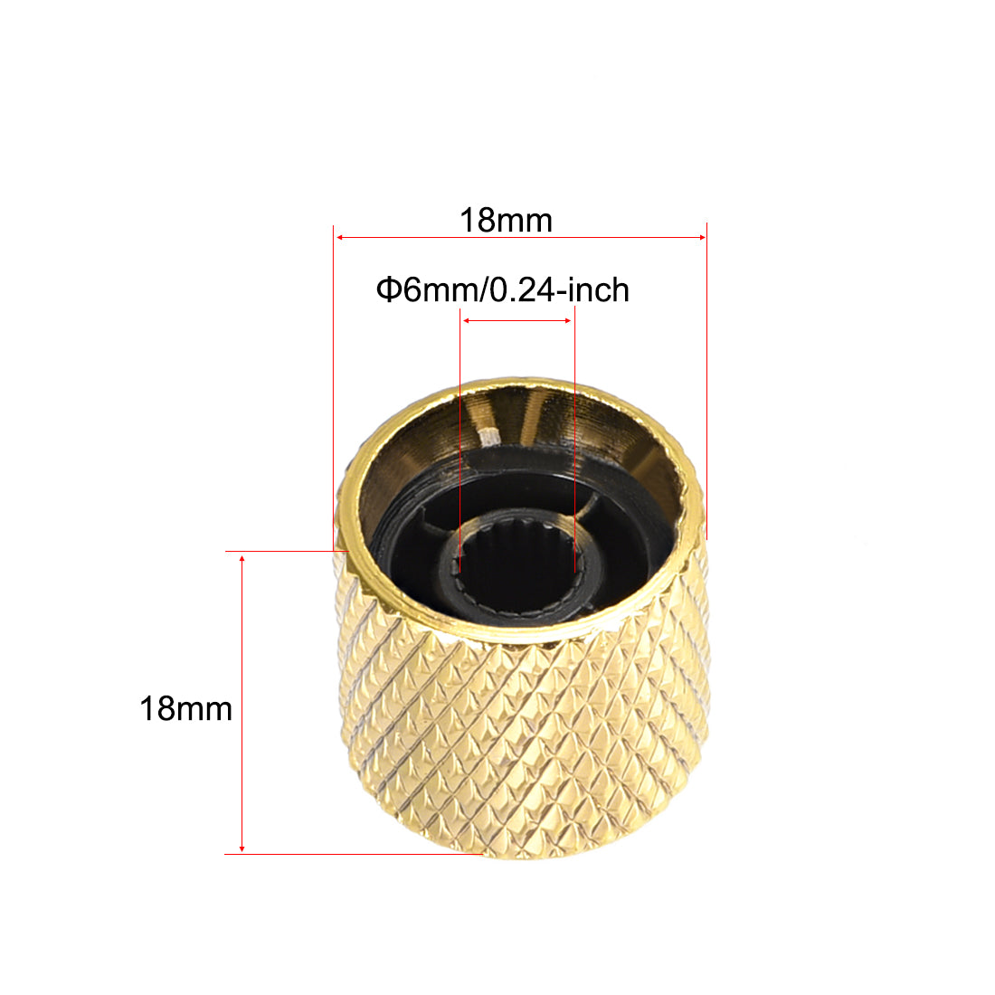 uxcell Uxcell 6mm Metal Potentiometer Control Knobs for Electric Guitar Bass Volume Tone Knobs Gold Tone 2pcs