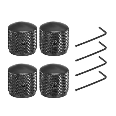 Harfington Uxcell 4pcs,, 6mm Metal Potentiometer Control Knobs for Electric Guitar Bass Volume Tone Knobs Black