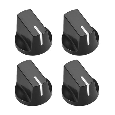 Harfington Uxcell 4pcs, 6.4mm Potentiometer Control Knobs For Electric Guitar Acrylic Volume Tone Knobs Black