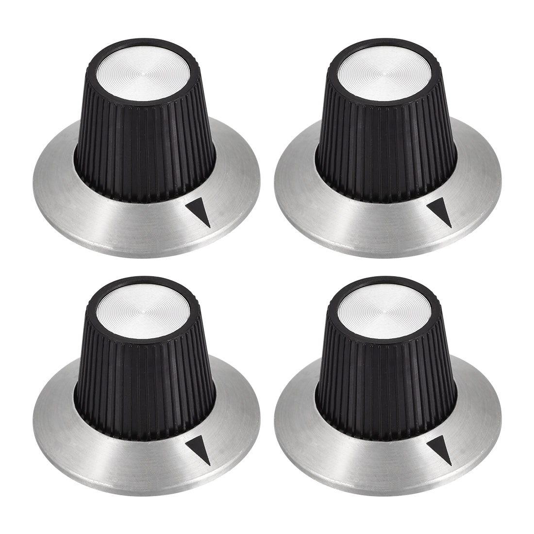 uxcell Uxcell 4pcs, 6mm Potentiometer Control Knobs For Electric Guitar Acrylic Volume Tone Knobs Black Silver Tone